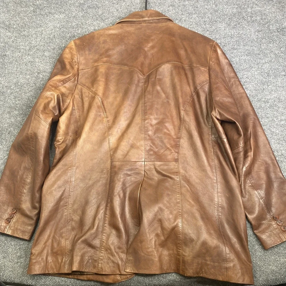 Scully Mens Brown Leather Western Blazer Sport Coat Two Button Jacket Size 44